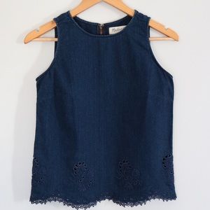 Madewell Iris lace denim top size XS